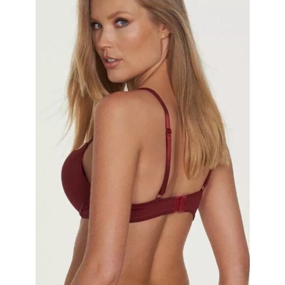 Frederick's of Hollywood Women's Size 32C Maroon Krystal Micro Push Up Bra - Picture 3 of 5